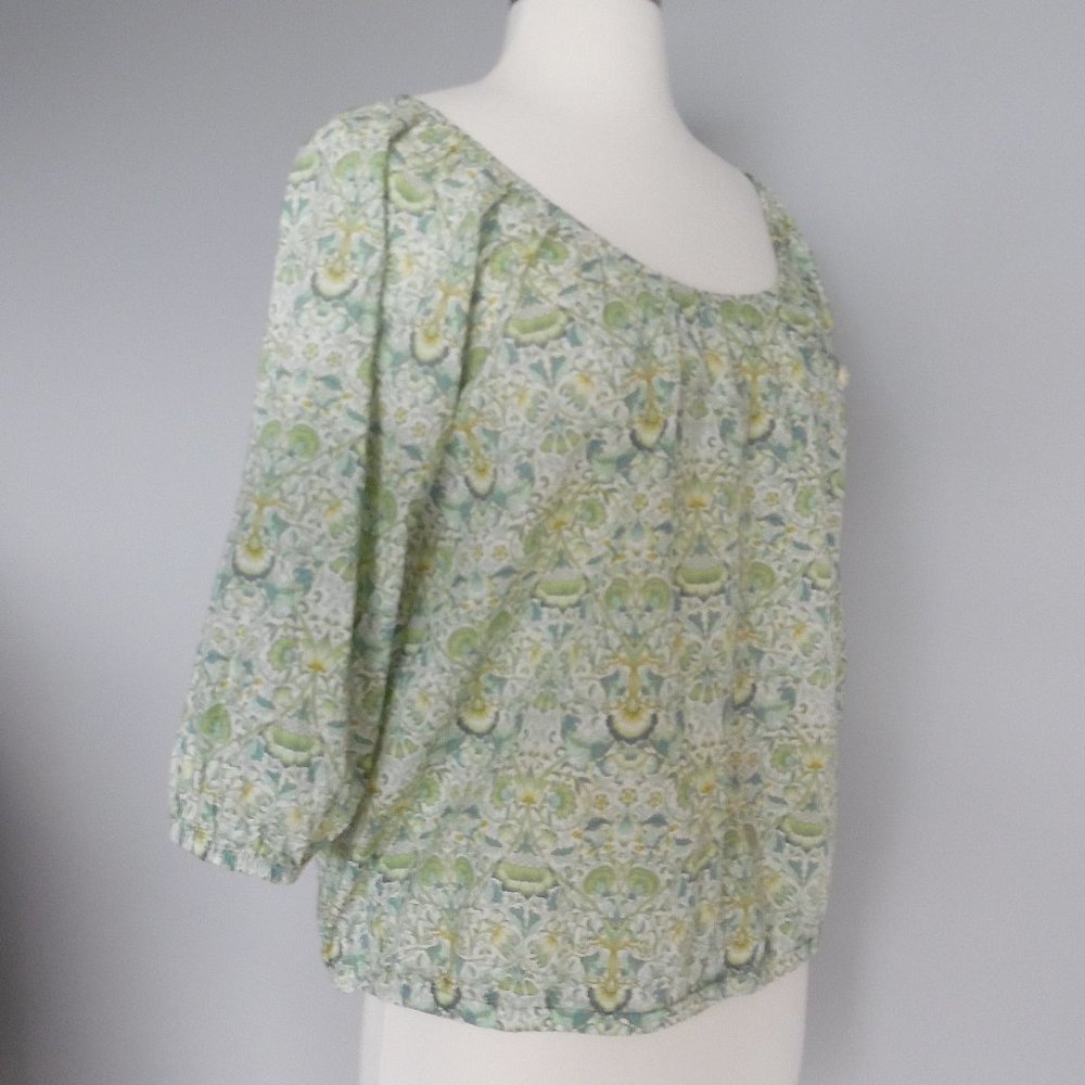 J. Crew Liberty London Peasant Lodden Paisley Cotton Casual Shirt Top Blouse XS - Picture 10 of 12